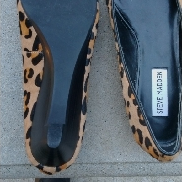 Steve Madden open toe animal print fur wedge shoes size 8.5 - Picture 8 of 11